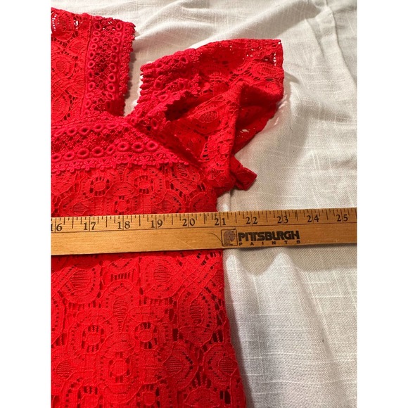 Project Runway Red Crochet top cold shoulder-XL - Picture 11 of 12